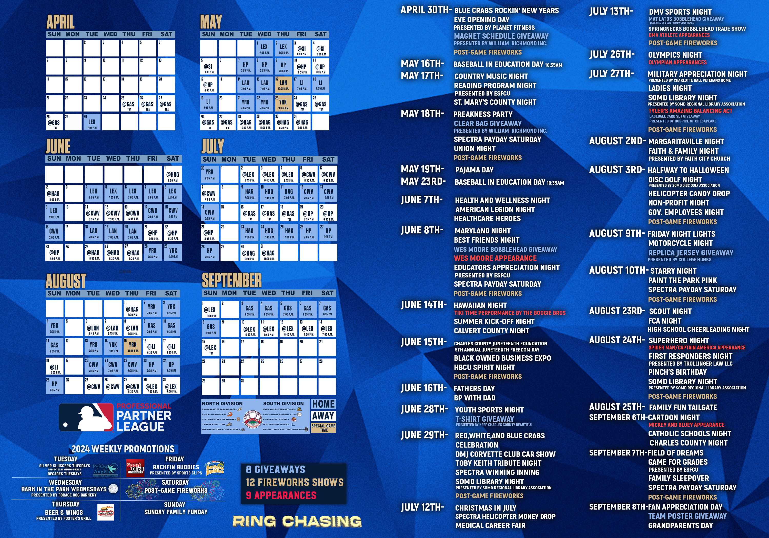 Blue Crabs Release 2024 Promotional Schedule!